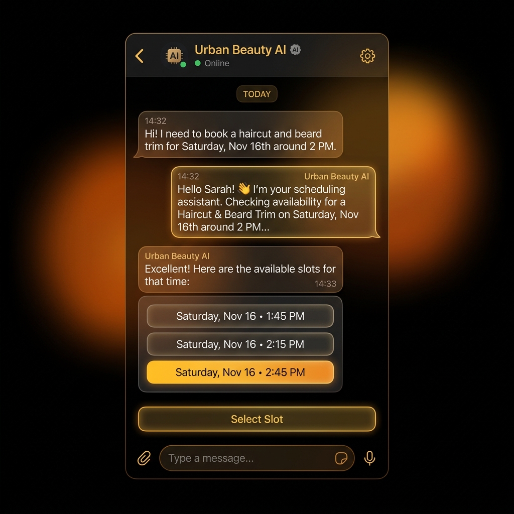 WhatsApp AI Agent interface showing automated lead qualification conversation
